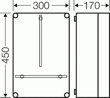 Hensel Mi2300 Zählergehäuse 300x450x170 mm außen, Einbautiefe 146 mm