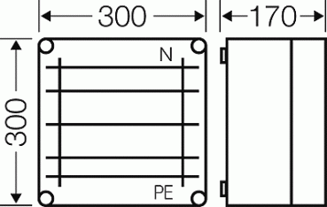 Hensel Mi 6252 Sammelschienengehäuse 300x300 mm, Sammelschienen, 250A, 5-Polig