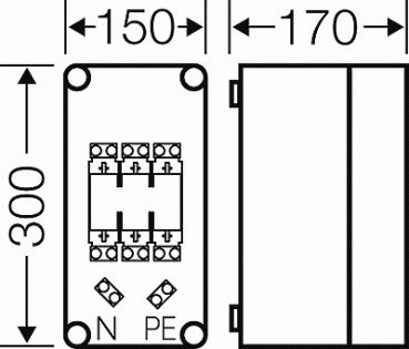 Hensel Mi 4150 NH-Sicherungsgehäuse 1xNH00, 3-Polig, 125A+PE+N