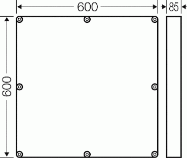 Hensel MIZR8 Zwischenrahmen, 600x600x80 mm, für MI-Gehäuse Größe 8