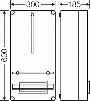 Hensel Mi 2420 Zählergehäuse 300x600x185 mm außen mit Klappdeckel, Einbautiefe 146 mm