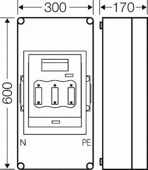 Hensel Mi 5452 NH-Sicherungslasttrenn-Schaltergehäuse 1xNH2, 3-Polig, 400A+PE+N