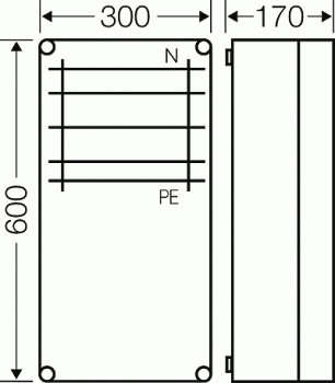 Hensel Mi 6457 Sammelschienengehäuse 300x600 mm, Sammelschienen, 250A, 5-Polig