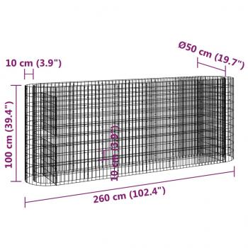 Gabionen-Hochbeet Verzinktes Eisen 260x50x100 cm