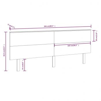 Kopfteil Schwarz 204x6x82,5 cm Massivholz Kiefer