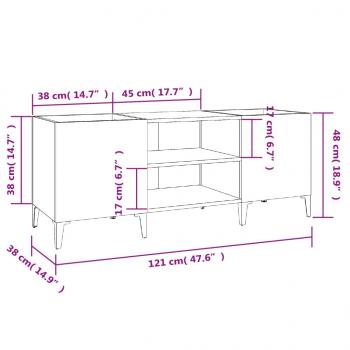 Plattenschrank Betongrau 121x38x48 cm Holzwerkstoff