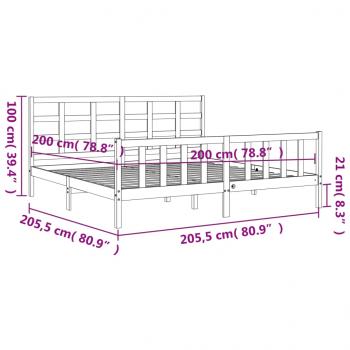 Massivholzbett mit Kopfteil Weiß 200x200 cm