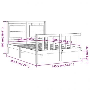 Massivholzbett mit Kopfteil 140x190 cm