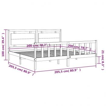 Massivholzbett mit Kopfteil 200x200 cm