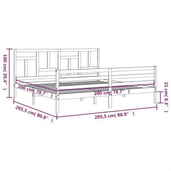 Massivholzbett mit Kopfteil Weiß 200x200 cm