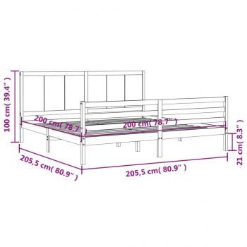 Massivholzbett mit Kopfteil Schwarz 200x200 cm