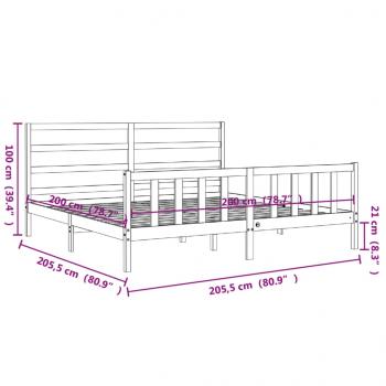 Massivholzbett mit Kopfteil Weiß 200x200 cm