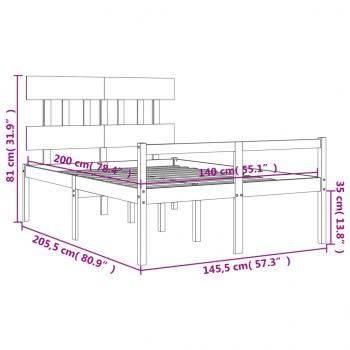 Seniorenbett mit Kopfteil 140x200 cm Massivholz