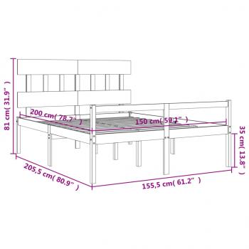 Seniorenbett mit Kopfteil Schwarz Kingsize Massivholz