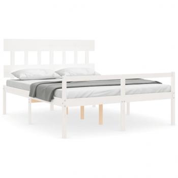 Seniorenbett mit Kopfteil Weiß Kingsize Massivholz