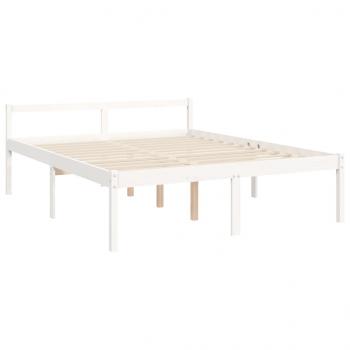 Seniorenbett mit Kopfteil Weiß Kingsize Massivholz