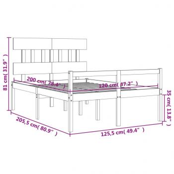 Seniorenbett mit Kopfteil 120x200 cm Weiß Massivholz