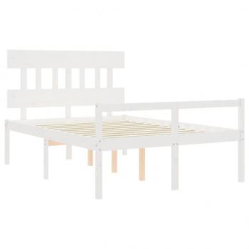 Seniorenbett mit Kopfteil 140x190 cm Weiß Massivholz