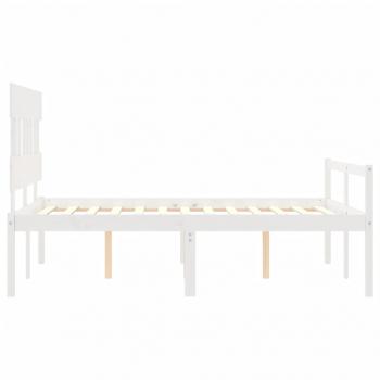 Seniorenbett mit Kopfteil 140x190 cm Weiß Massivholz