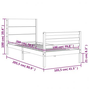 Massivholzbett mit Kopfteil 100x200 cm