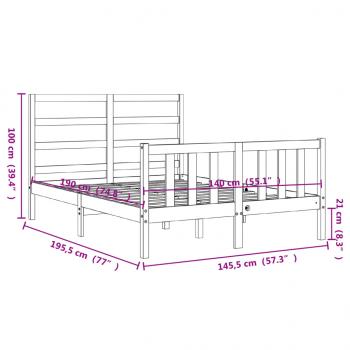 Massivholzbett mit Kopfteil 140x190 cm