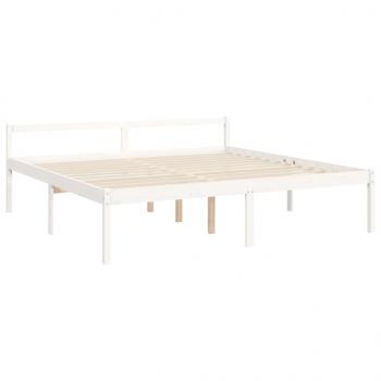 Seniorenbett mit Kopfteil Weiß Super Kingsize Massivholz