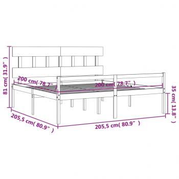 Seniorenbett mit Kopfteil 200x200 cm Honigbraun Massivholz