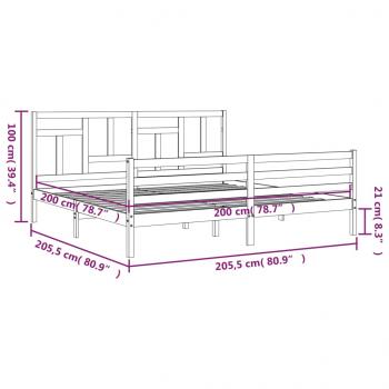 Massivholzbett mit Kopfteil 200x200 cm