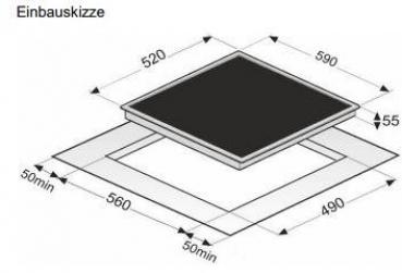 Exquisit EKI 701-5 Autarkes Induktionskochfeld, Glaskeramik, 60 cm breit, 4 x 1400 W, rahmenlos