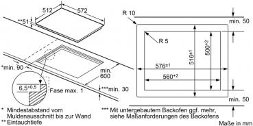 Bosch PKN601DP1D Serie 8 Autarkes Glaskeramik Kochfeld, Glaskeramik, 60 cm breit, flächenbündig, DirectSelect Premium