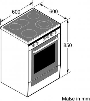 Bosch HKR39C220 Serie 4 EEK: A Elektro-Standherd, 60cm breit, Glaskeramik, 3D Heißluft, EcoClean Direct Plus, weiß