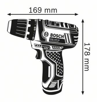 Bosch GSR 12V-15 Akku-Bohrschrauber, 2x GBA 12V 2.0Ah, GAL 12V-20 Softbag (060186810F)