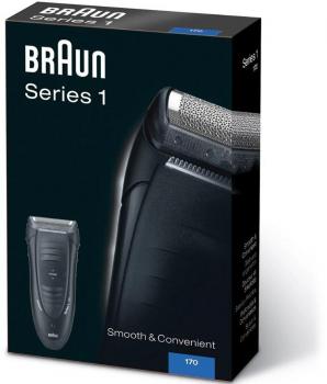 Braun Series 1 170s Rasierer mit Schutzkappe, Langhaartrimmer, SmartFoil, schwarz