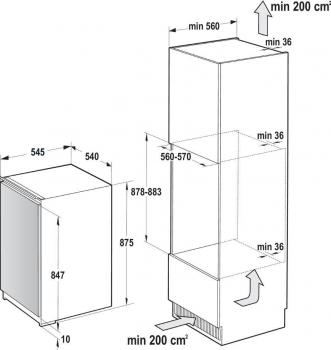 Gorenje RBI 2092 E1 Einbaukühlschrank, Nischenhöhe: 87,5 cm, 114l, Festtürtechnik, EcoMode, CrispZone
