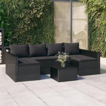 ARDEBO.de - 2-tlg. Garten-Lounge-Set mit Kissen Schwarz Poly Rattan