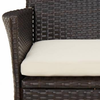 5-tlg. Garten-Essgruppe mit Kissen Braun Poly Rattan