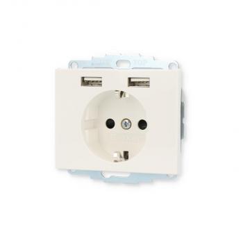 Berker 48037009 Steckdose SCHUKO/USB, K.1, polarweiß glänzend