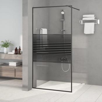 ARDEBO.de - Duschwand für Begehbare Dusche Schwarz 100x195 cm ESG-Glas Klar