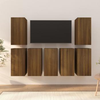 ARDEBO.de - TV-Schränke 7 Stk. Braun Eichen-Optik 30,5x30x60 Holzwerkstoff