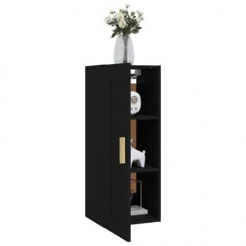 Wandschrank Schwarz 35x34x90 cm Holzwerkstoff