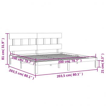 Massivholzbett mit Kopfteil Weiß 200x200 cm