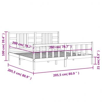 Massivholzbett mit Kopfteil Schwarz 200x200 cm