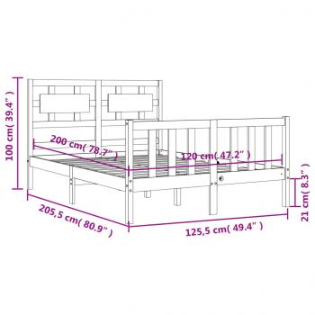 Massivholzbett mit Kopfteil Schwarz 120x200 cm