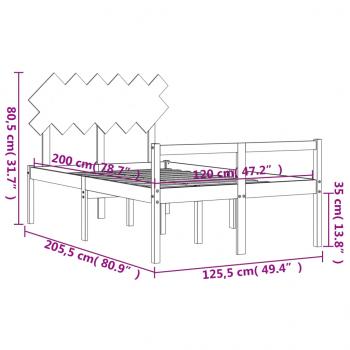 Seniorenbett mit Kopfteil 120x200 cm Weiß Massivholz