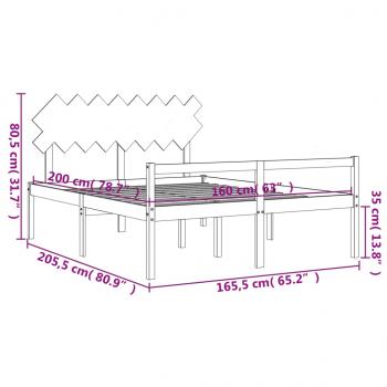 Seniorenbett mit Kopfteil 160x200 cm Weiß Massivholz