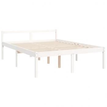 Seniorenbett mit Kopfteil Weiß Kingsize Massivholz