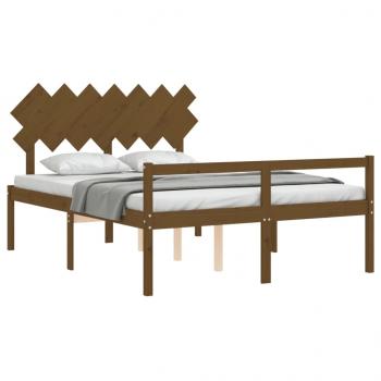 Seniorenbett mit Kopfteil Honigbraun Kingsize Massivholz