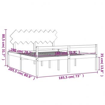 Seniorenbett mit Kopfteil Weiß Super Kingsize Massivholz