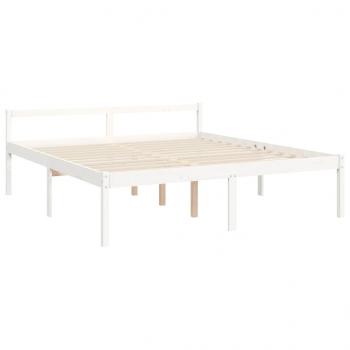 Seniorenbett mit Kopfteil Weiß Super Kingsize Massivholz