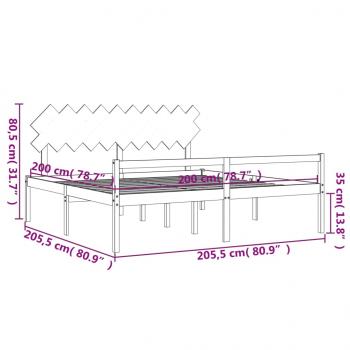 Seniorenbett mit Kopfteil 200x200 cm Honigbraun Massivholz